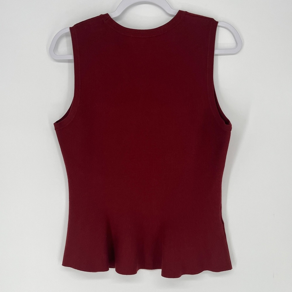 Ann Taylor Burgundy Sweater Tank Peplum Top Sleeveless Business Casual Office M - Picture 3 of 7